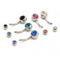 8Pcs/Lot Stainless Steel Navel Belly Ring Body Piercing w/ Double Gem CZ Curved Barbell Studs