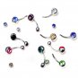 8Pcs/Lot Stainless Steel Navel Belly Ring Body Piercing w/ Double Gem CZ Curved Barbell Studs