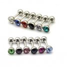 8Pcs/Lot Surgical Stainless Steel 16G Cartilage Tragus Bar w/ CZ Crystal Earrings Stud 4.5mm