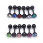8Pcs/Lot Surgical Stainless Steel 16G Black Cartilage Tragus Bar w/ CZ Crystal Earrings Stud 4.5mm