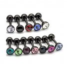 8Pcs/Lot Surgical Stainless Steel 16G Black Cartilage Tragus Bar w/ CZ Crystal Earrings Stud 4.5mm