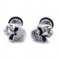 Pair Surgical Stainless Steel Angry Skull Men's Anti-Allegic Stud Earrings