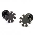 Pair Surgical Stainless Steel Black Cool Unique Sun Fake Ear Plug Earrings Stud Mens/Lady's