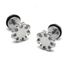 Pair Surgical Stainless Steel Silver Cool Unique Sun Fake Ear Plug Earrings Stud Mens/Lady's