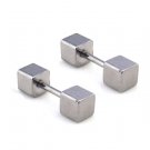 Pair Surgical Stainless Stainless Steel Silver 3D Square Cube Barbell Earrings Stud Mens/Lady's