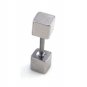 Pair Surgical Stainless Stainless Steel Silver 3D Square Cube Barbell Earrings Stud Mens/Lady's