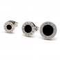 Pair Surgical Stainless Steel Black Round Assorted Size Mens Stud Earrings