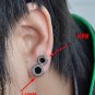Pair Surgical Stainless Steel Black Round Assorted Size Mens Stud Earrings