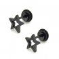 Pair Surgical Stainless Steel Black Openwork Star Surgical Stainless Steel Earring Stud Mens