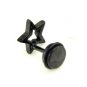 Pair Surgical Stainless Steel Black Openwork Star Surgical Stainless Steel Earring Stud Mens