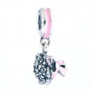 925 Sterling Silver Pink Bouquet Pendant Charm - fits European Beads Bracelets
