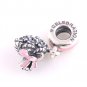925 Sterling Silver Pink Bouquet Pendant Charm - fits European Beads Bracelets