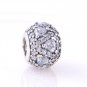 Silver Shimmering Heart Clear CZ Pave Ball Charm - fits European Beads Bracelets