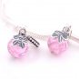 Sterling Silver Morning Butterfly Pink CZ Dangle Charm - fit European Beads Bracelets