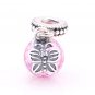 Sterling Silver Morning Butterfly Pink CZ Dangle Charm - fit European Beads Bracelets