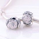 925 Sterling Silver Rose Garden Pink Enamel Charm - fits European Beads Bracelets