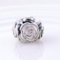 925 Sterling Silver Rose Garden Pink Enamel Charm - fits European Beads Bracelets