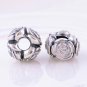 925 Sterling Silver Rose Garden Pink Enamel Charm - fits European Beads Bracelets