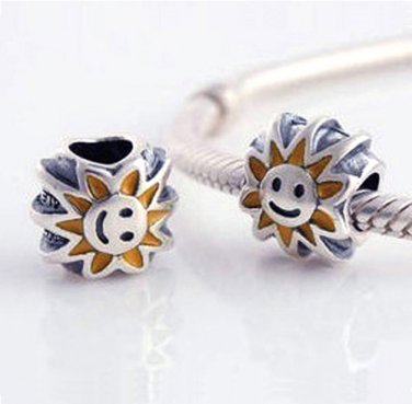 925 Sterling Silver Mr. Smiling Sunshine Charm - fits European Beads Bracelets