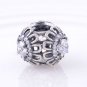 Sterling Silver Floral Brilliance Clear CZ Charm - fits European Beads Bracelets