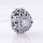 Sterling Silver Floral Brilliance Clear CZ Charm - fits European Beads Bracelets