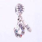 Sterling Artist's Palette Multi-colored CZ Pendant - fit European Beads Bracelets