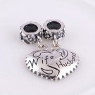 925 Sterling Silver Husband & Wife 2 Part Pendant - fits European Beads Bracelets