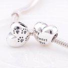925 Sterling Silver My Sweet Pet Heart Charm - fits European Beads Bracelets