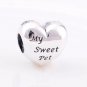 925 Sterling Silver My Sweet Pet Heart Charm - fits European Beads Bracelets