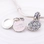 Sterling Silver Sweet Mother CZ / Pink Enamel Pendant - fits European Beads Bracelets