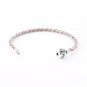 Sterling Silver Single Pearl Woven Leather Bracelet - fits European Charms