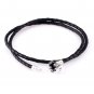 Double Black Woven Leather Bracelet w/ Sterling Silver Clasp fits European Beads Charms
