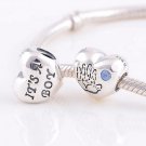925 Sterling Silver Baby Boy Blue CZ Heart Charm - fits Biagi/Pandora/Troll/All European Bracelets