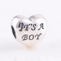 925 Sterling Silver Baby Boy Blue CZ Heart Charm - fits Biagi/Pandora/Troll/All European Bracelets