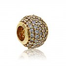 100% 14ct Gold Pave Ball Charm - fits European Beads Bracelets