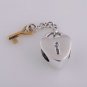 925 Sterling Silver Gold Key to My Heart Charm - fits European Beads Bracelets