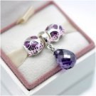925 Sterling Silver LOVE YOU WITH PURPLE Charms Gift Set - fits European Beads Bracelets