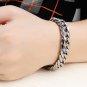 8.6" Men's Titanium Stainless Steel HEAVY WIDE Silver Cabon Curb Chain Bracelet