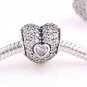 925 Sterling Silver In My Heart Pave w/ Clear CZ Love Charm - fits European Beads Bracelets