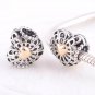 925 Sterling Silver w/ 14ct Gold Vintage Heart Charm - fits Biagi/Pandora/Troll Bracelets