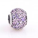 925 Sterling Silver Multi-Colored Sparkles Pave Ball Charm - fits European Beads Bracelets