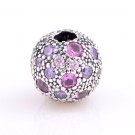 925 Sterling Silver Fancy Purple Cosmic Stars Clip - fits European Beads Bracelets