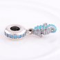 Sterling Silver Tropical Seahorse Teal CZ Turquoise/White Enamel Pendant fits European Bracelets