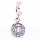 925 Sterling Silver Lucky Penny Pendant Charm - fits European Beads Bracelets