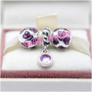 925 Sterling Silver VIOLET LOVE YOU Charms Gift Set - fits European Beads Bracelets