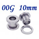 Pair 00G 10mm 316L Surgical Steel Flesh Tunnels Screw Ear Gauges Plug Stretcher Expander