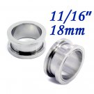 Pair 11/16" 18mm 316L Surgical Steel Flesh Tunnels Screw Ear Gauges Plug Stretcher Expander