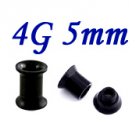 Pair 4G 5mm Black 316L Surgical Steel Double Flare Threaded Tunnels Ear Plugs Expanders Stretchers