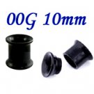 Pair 00G 10mm Black 316L Surgical Steel Double Flare Threaded Tunnels Ear Plugs Expanders Stretchers