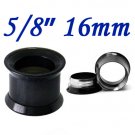 Pair 5/8" 16mm Black 316L Surgical Steel Double Flare Threaded Tunnel Ear Plugs Expander Stretcher